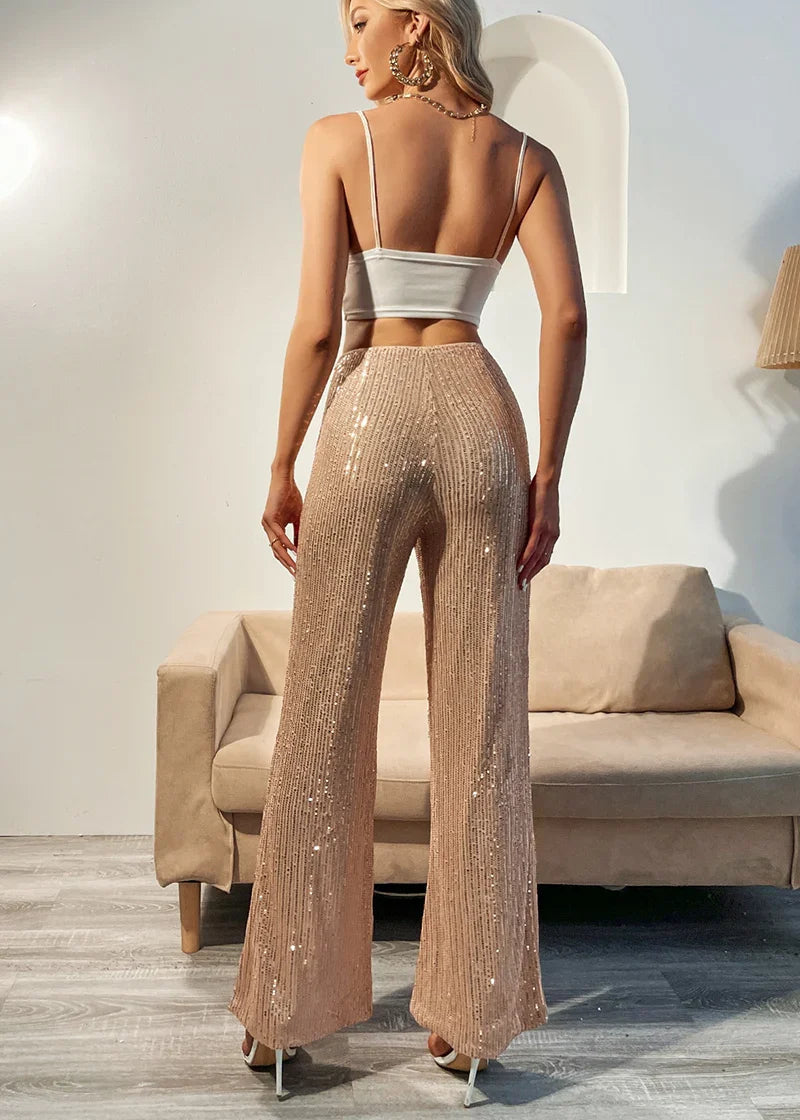 Emy - Pantalon à Paillettes Taille